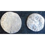 England. (2) Hammered silver penny. Richard II. 1377-99. York mint. (SC 1690). Halfpenny. (SC 1699)