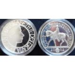 United Kingdom. (2) £5 crown. 2002, 2003. Both Silver Proof.