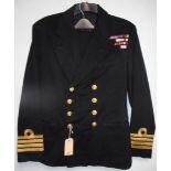 British Navy dress uniform black jacket with Gieves of London interior pocket label "17 46