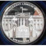 Gibraltar. 5 oz. Silver Proof medallion. The Royal Engagement. 2010. Cased.