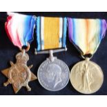 Medals. WW I 1914-15 Trio; to 9914 Pte. Tasker. A Cyc. Corps. (later A.Cpl.) mounted as worn