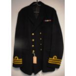 British Navy dress uniform jacket with Gaunt NL brass buttons and medal ribbons for 1939-45 star,