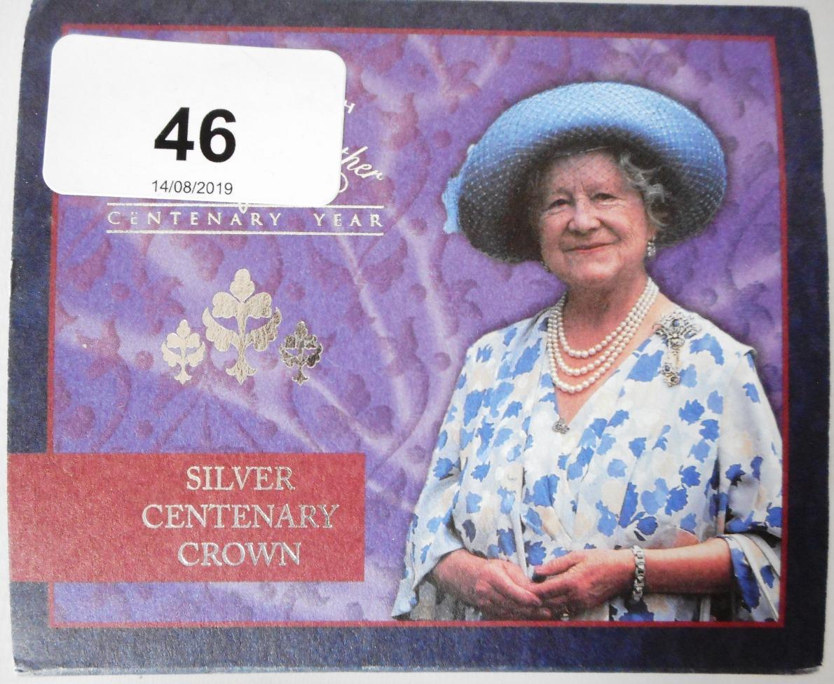 United Kingdom. £5 crown. 2000. The Queen Mother Centenary. Silver Proof. Cased.