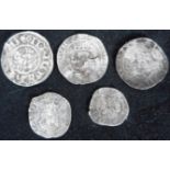 England. Small collection of medieval silver pennies and half-pennies.