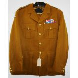 British Army dress uniform khaki green jacket with G D Golding label having brass buttons by