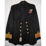 British Navy dress uniform black jacket with Gieves Ltd of London interior pocket label "L/2/39 18/