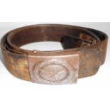 German WW II leather belt with combat version Luftwaffe buckle.