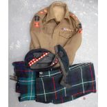 Lt. Colonel's battledress, Highland Light Infantry, 2 pair of trews and Tam o'Shanter.