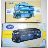 Corgi. 97190 AEC Regal coach. Corgi Classics. 97209 Guy Arab bus - Walsall. Both boxed.
