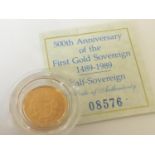 United Kingdom. Half sovereign. EIIR. 1489-1989. 500th Anniversary of sovereign. Proof.