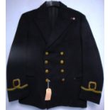 British Navy dress uniform black jacket with A Laird and Sons of Dundee and Perth label having brass