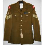 British Army dress uniform khaki green jacket having Staybrite buttons by Firmin, cloth Grenadier