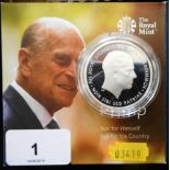 United Kingdom. Five pound crown. 2017. Prince Philip. Silver Proof. Cased.