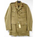 British Army dress uniform khaki green jacket with John Jones and Co Ltd of London labels "Capt