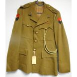 British Army dress uniform khaki green jacket with Stodd and Milington interior pocket label "