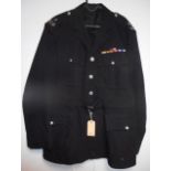 Police dress uniform black jacket with Moore Taggart and Co Ltd British Rail Police label having