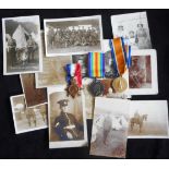 Medals. WW I 1914-15 Trio; to 2780 Pte. F. Innes. Durh:L.I. With 14 WW I photos of D.L.I. soldiers