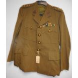 British Army dress uniform khaki green jacket having Royal Berkshire Regiment brass buttons (