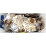 Large box of mixed coins.