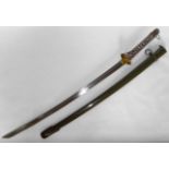 WW II type Japanese N.C.O.'s sword. In green scabbard.