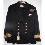 British Navy dress uniform black jacket with Gieves interior pocket label "25.8.52 7929a M E Impey