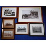 Six various framed photo reproductions of Railway interest.