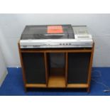 Bang & Olufsen Beocenter 4600 with two speakers, wood media unit, paperwork etc.