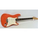 Fender Stratocaster, California Series, 1997, electric guitar, in coral and cream finish, serial