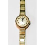 Lady's Rotary 9ct gold bracelet watch, 1965, 12g nett, 15g gross.