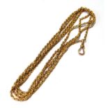 Edwardian gold long chain of knotted belcher pattern '9ct', 26g.
