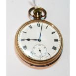 Zenith keyless lever watch, no. 3015071, in 9ct gold open face case, inscribed and dated 1931, 48mm.