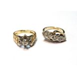 Two diamond rings, 9ct gold, 7g.