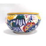 Poole Pottery bowl decorated in the 'Sweet Pea' manner, painted by Doris Marshall, marks to base,