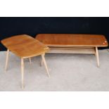 Ercol coffee table, 105cm wide, and a similar side table, 69cm wide.  (2)