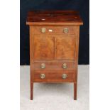 19th century mahogany and boxwood strung commode, the rectangular top over dummy drawers and