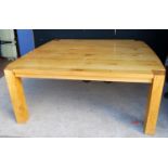 Large contemporary oak dining table, 190cm wide, 76cm high and 189cm deep.