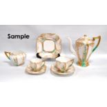 Art Deco Shelley Queen Anne part tea set, c. 1930s, comprising eleven tea cups, eleven saucers,