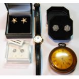 Lady's Certina 9ct gold watch, 1970, on strap, a Geneva watch and various other items.