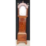 Regency mahogany and inlaid longcase clock by Bagnall, Gloucester, the arched hood mounted by