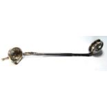 Silver toddy ladle with plain circular bowl and whalebone handle by A. Sterling, Glasgow 1831, and