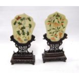 Pair of oriental jade table screens, 24cm high.   (2)