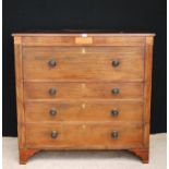 19th century mahogany secretaire chest, the rectangular top over concealed frieze drawer, deep