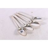 Harlequin set of four George III Irish silver table spoons including one by Michael Keating,