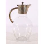 Victorian silver mounted glass claret jug by JAM? Sheffield 1887, 25cm tall