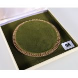 9ct gold necklace with textured links stamped 9ct, 19.g, in Mainline fitted box