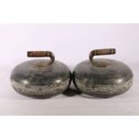 Pair of Scottish granite curling stones, 26cm diameter