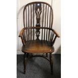 Antique mixed wood, oak and yew Windsor style armchair