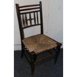 Arts and Crafts Susex chair after Ford Madox Brown (1821-1893) for William Morris with rush seat,