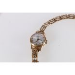 Ladies 9ct gold cased Rotary wristwatch with 21 jewel movement on 9ct gold bracelet, 9.7g without