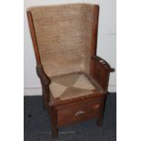 Oak framed Orkney chair with base drawer, 105cm